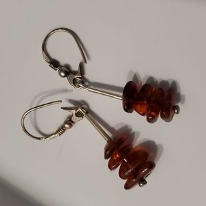 Sterling silver polish amber earrings